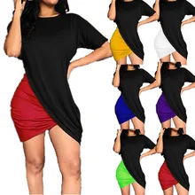 Женское летнее богемное облегающее повседневное мини-платье с коротким рукавом в стиле пэчворк, вечернее пляжное платье-Стретч Сарафан большого размера