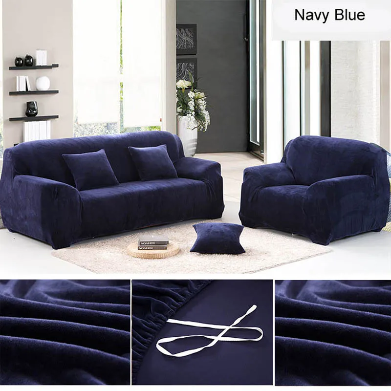 

1PCS Velvet Elastic Sofa Cover for Living Room Winter Warm Thicken Universal Slipcover Stretch Solid Couch Cover 1/2/3/4 Seater