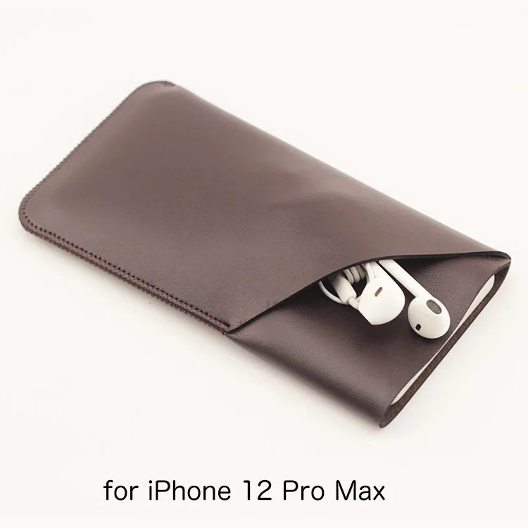 

12ProMax Double layer Universal Fillet holster Phone Straight leather case retro for iphone 12 Pro Max pouch