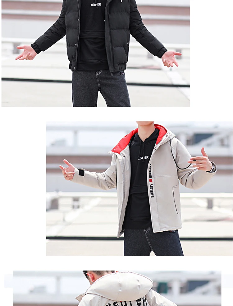 HCXY мужская хлопковая куртка с капюшоном новая зимняя теплая куртка японская короткая хлопковая одежда для мужчин