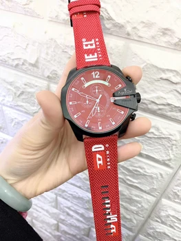 

Luxury Brand New Stainless Steel Men Black Watch Mega Chief Chronograph Sapphire Sport StopWatch Oversized Red Nylon Canvas 51mm