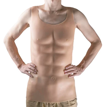 

1750g Zipper easy to wear fake silicone fake chest Hunk Chest Muscle Man Silicone Fake Chest Muscle Pecloralis Muscle Cosplay