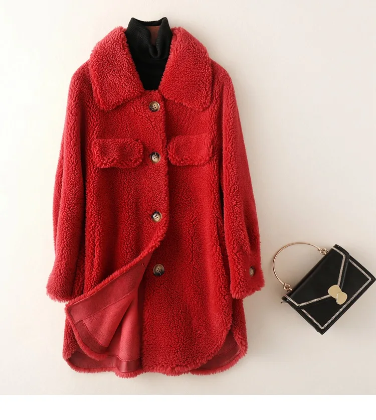 

Abrigos mujer invierno 2019 winter coat women real price sheep fur coat festival plus size wool blends long jacket thick warm