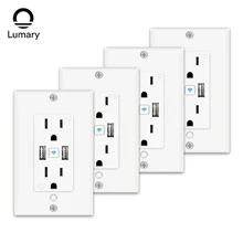 

Lumary 4pcs Smart Wi-Fi In-Wall USB Outlet 15A Resistant Split Duplex Receptacle Voice Control Wireless USB ports work for Alexa