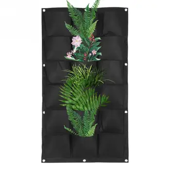 

6/9/12/18 Pockets Garden Plant Wall Hanging Garden Vertical Gardening Felt Fabric Black Grow Bags
