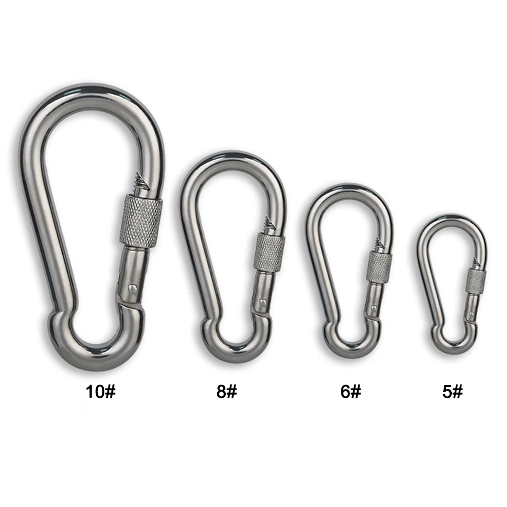 Multifunctional D Shape Locking Carabiner Quick Link Buckle Clips for Outdoor Sports Fishing Hiking Climbing Stainless Steel Carabiner 