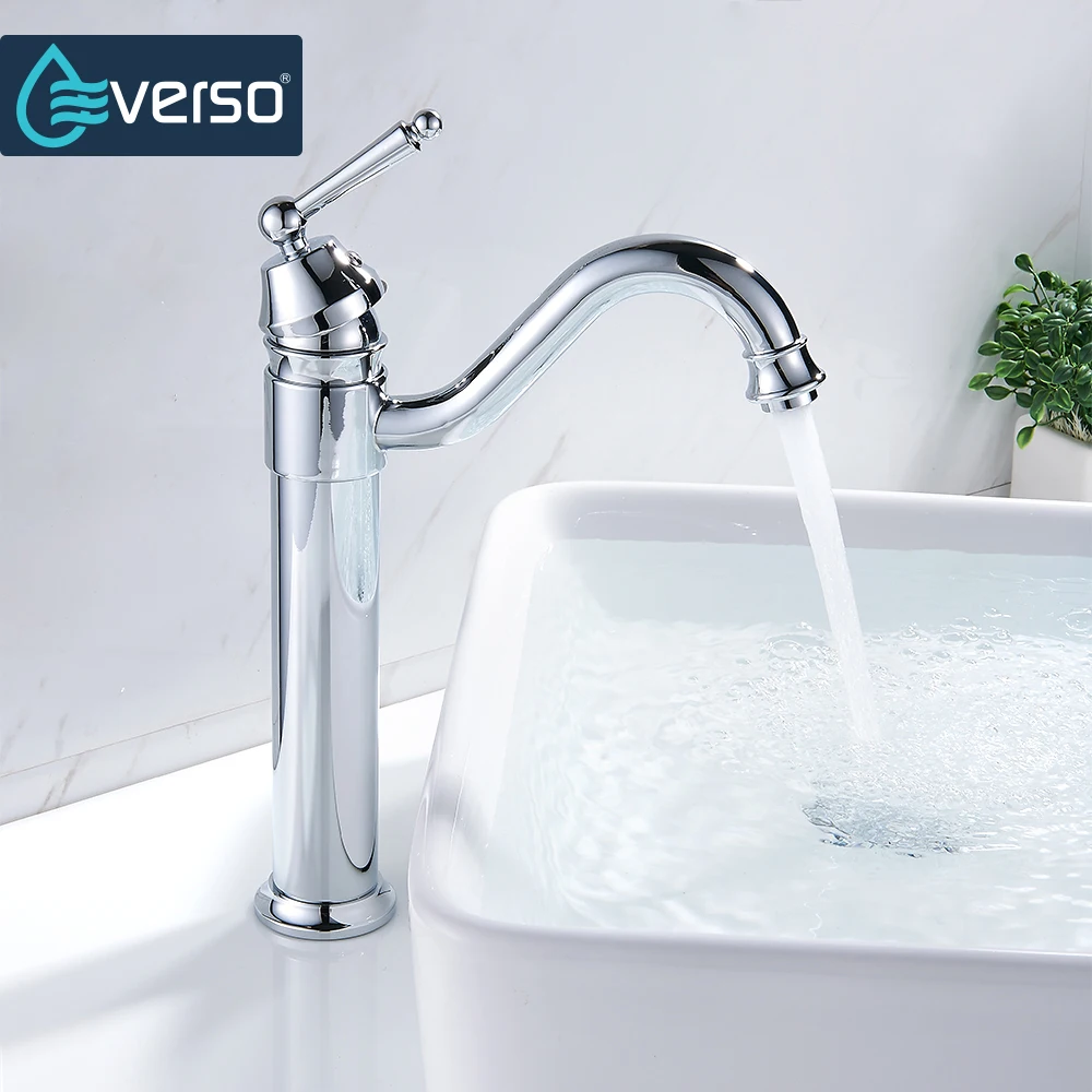 EVERSO, кухонные смесители, 360 Поворотный, античная латунь, с одной фарфоровой ручкой, смеситель для ванной комнаты, смеситель для раковины, горячая холодная, Torneira