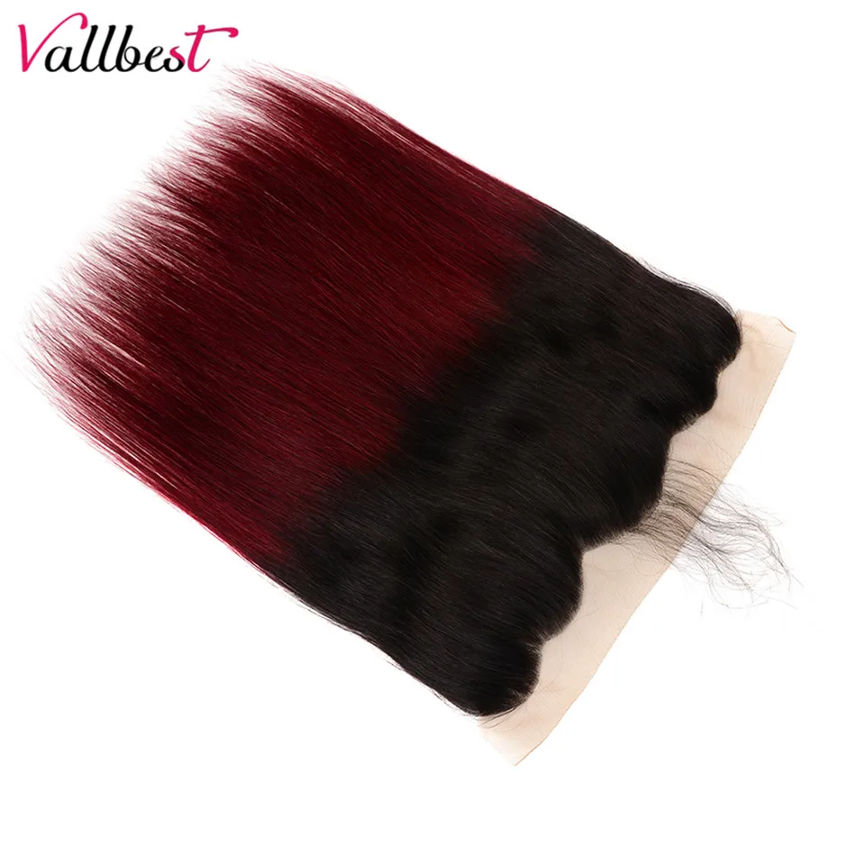 Vallbest 1B/99j Ombre прямые волосы пучки с фронтальной две мелодии человеческие Remy