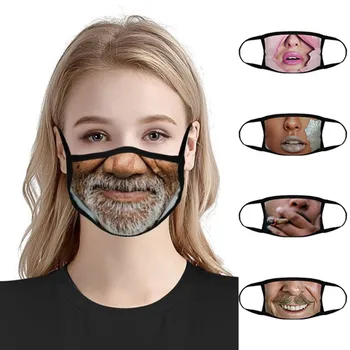 

Polyester 1PCS No-disposable Face Mask Fashion Adult Funny Print Mouth Mask Mouth Cover Mouth Mask With Design Masque Mariage