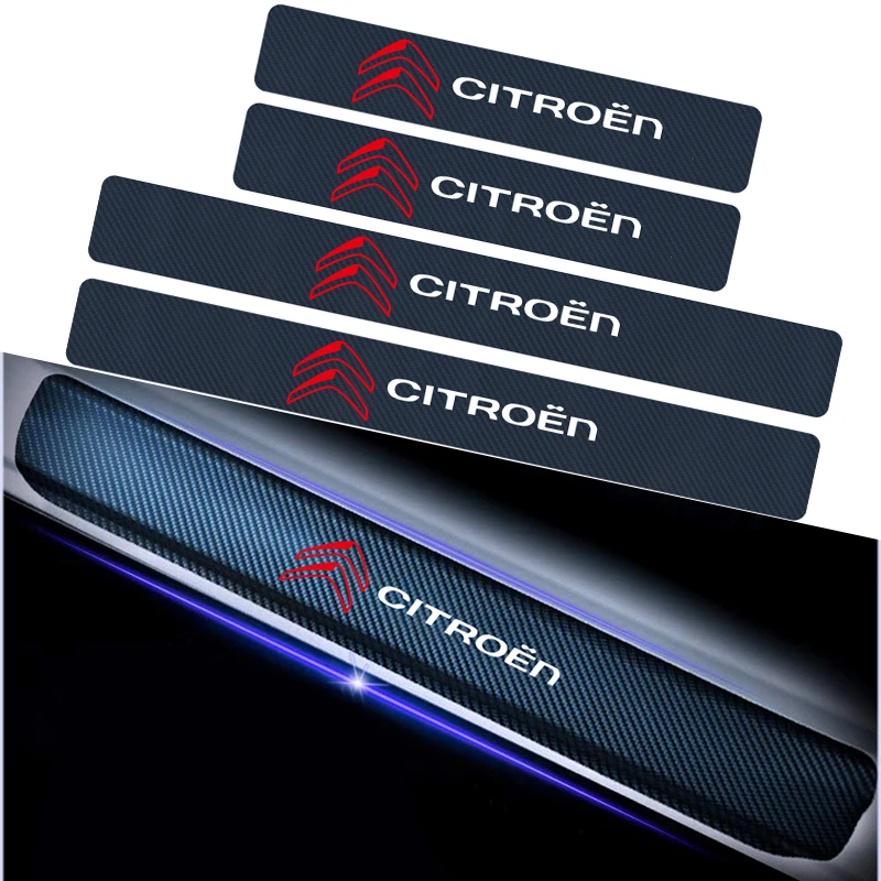 Для Citroen C4 C1 C5 C3 C6 C-ELYSEE VTS украшения 4 шт. автомобиля-Стайлинг углеродного волокна потертости автомобиля порога протектор наклейки