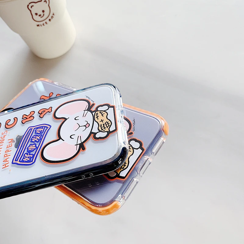 Прозрачный чехол с мультяшным принтом «Lucky mouse» для iPhone X, XR, Xs, Max, 11, 8, 7, 6, 6s Plus, 11Pro, Max, высококачественный Двухцветный Мягкий ТПУ чехол на заднюю панель