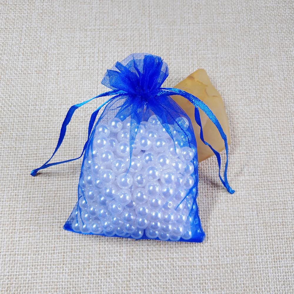 Royal blue 50 шт. сумка для ювелирных изделий 7x9 9X12 10x15 13x18 см, упаковка для украшения свадебной вечеринки, подарочные сумки из органзы, упаковка для ювелирных изделий - Цвет: Royal blue
