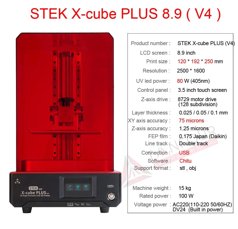 STEK3DP x-cube V3/V4 светильник отверждения уф смолы SLA/lcd/DLP 3D принтер 2 к с высокой точностью ювелирные изделия стоматология прецизионные части