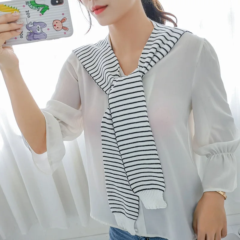 

Knitted Small Shawl Dongdaemun Korean-style Air Conditioner Knot Detachable Collar Shawl Sleeve Shoulder Bandage Cloth Lace-up D