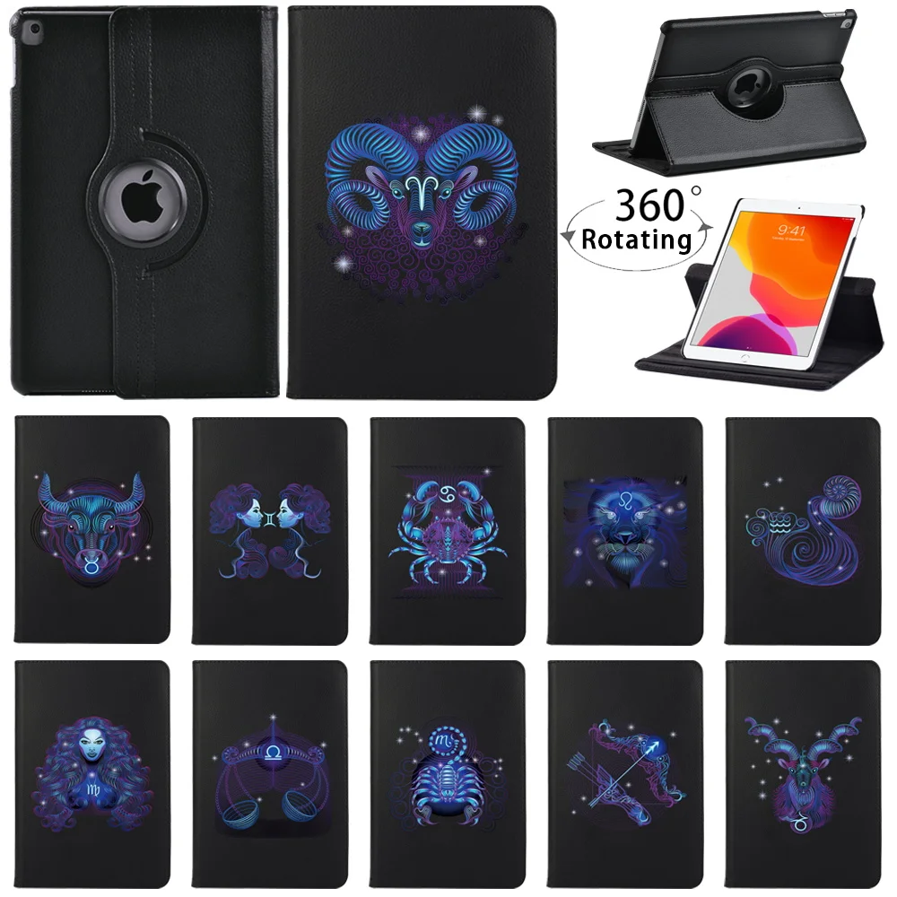 

360 Rotation Print Pattern PU Leather Flip Tablet Case for Apple IPad 2 3 4/ Mini 4/5/IPad 5/6/7/8th Case Stand Cover Shell