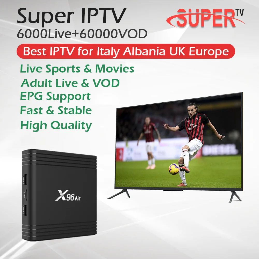 Супер iptv X96 AIR Android 9,0 ТВ приставка Amlogic S905X3 4G/64G двойной Wifi HDMI 2,1 ТВ приставка Италия Великобритания абания подписка для взрослых ТВ