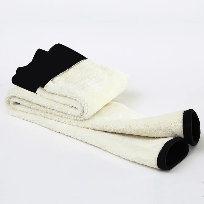 Black Warm Skinny Thick Velvet Wool Fleece Girls Leggings Women Winter Trousers Lambskin Cashmere Pants for Women Leggings