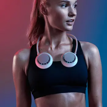 

USB Charging Portable Hands-free Neck Fan Mini Sports Fan 3-speed Cooling Adjustable Home Hanging Neck Fan-black