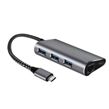 

5 in 1 USB Type C Hub 3 USB 3.0 C Hub to Gigabit Ethernet Rj45 Lan Adapter PD Charging for Xiaomi Huawei Notebook Pro
