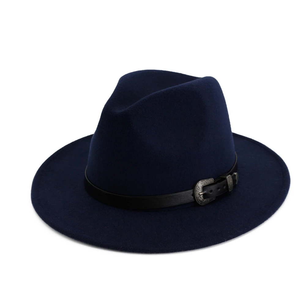 Женская мужская фетровая шляпа с кожаным поясом широкая шляпа модная осенне-зимняя шапка