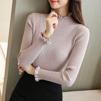 

2020 9029 real photo wooden ear collar elastic shirt bottoming shirt cover long sleeve 33-2 floor, 1 row of stairs, 1 shelf