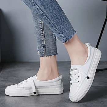 

Autumn Women Flats Sneakers Shoes Ladies Lace-up Casual Shoes PU Leather Shoes Women Casual White Shoes Sneakers