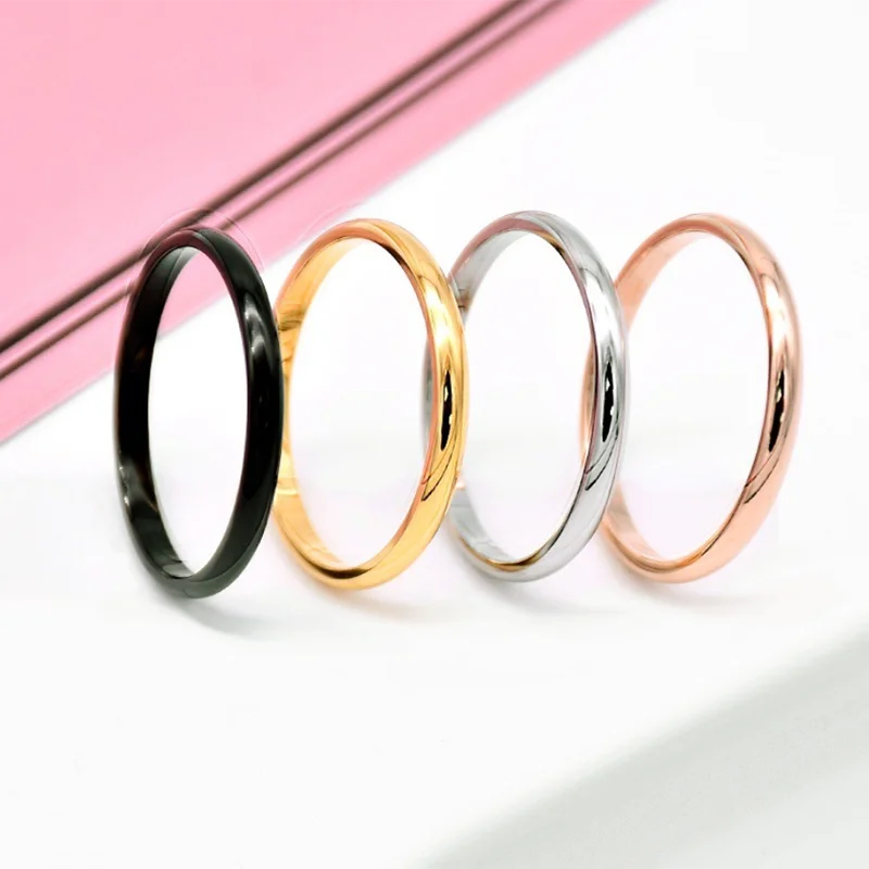 1MM Thin Titanium Steel Silver color Couple Ring Simple Fashion Rose Gold Color Finger Ring For Women and Men mens gifts