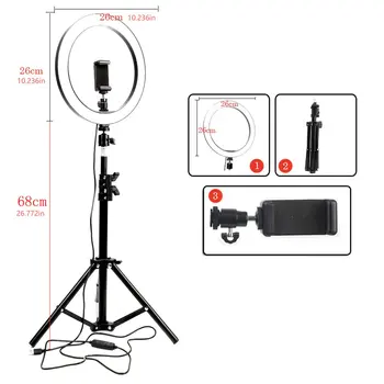 

LED Ring Light Photography Lighting Selfie Lamp USB Dimmable With Tripod For Youtube Makeup Video Live Photo Studio