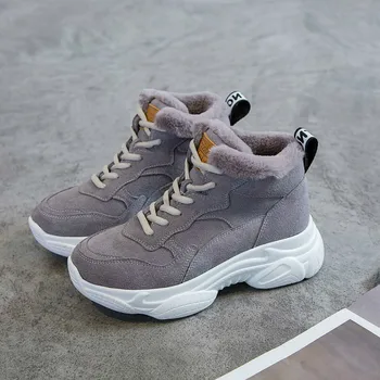 

Really Rabbit Fur Snow Boots Women Winter Shoes Warm Genuine Leather Ankle Boot Platform Sneakers Winter Female Casual