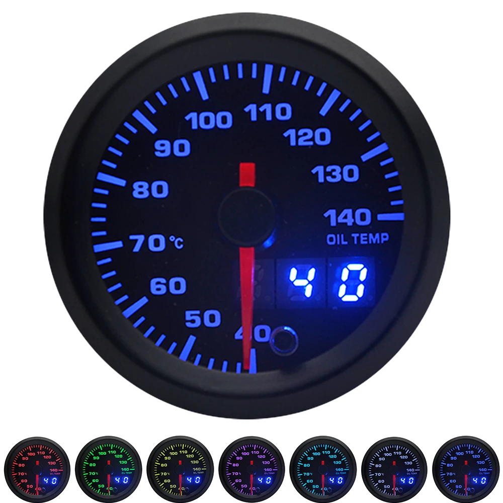 

2" 52mm 7 Colors LED Car Oil Temp Gauge 40-140 Celsius Oil Temperature Analog/Digital Dual Display Car Meter With Sensor