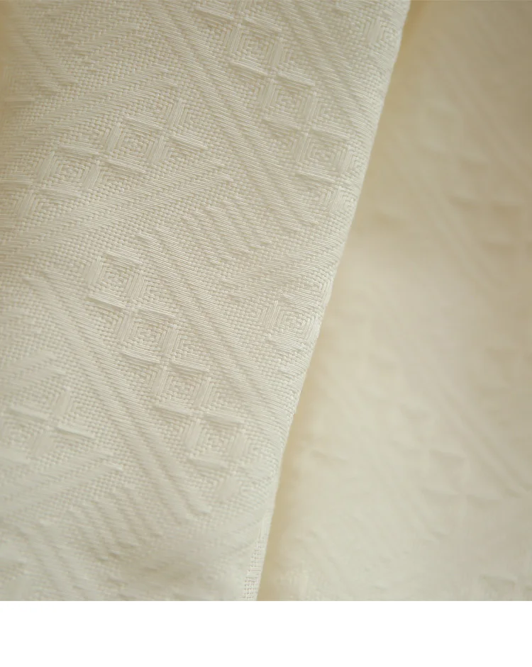 Japanese style cotton linen curtain geometric rhombic lattice curtain bedroom living room cotton linen jacquard custom  curtain