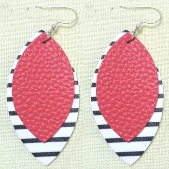 

300pcs/Pack free shipping New Tear drop Camouflage Leather Drop Earrings Teardrop Leather Dangle Drop Earrings for Women