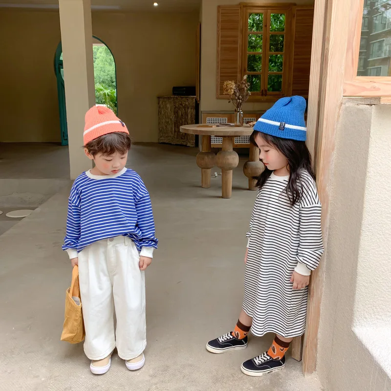 Striped Kids Hoodies Brother Sister Sweatshirts