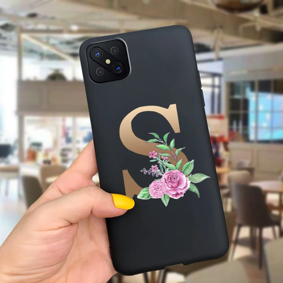 Cute Letters Soft TPU Phone Case - Simple Black Pink Back Cover