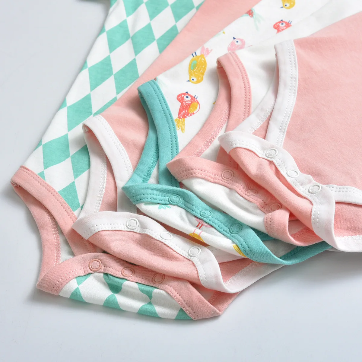 

Baby Clothes Spring And Summer New Style Crawling Clothes Pure Cotton Cartoon Short Sleeved Kazakhstan Five-Piece Baby Jump Suit