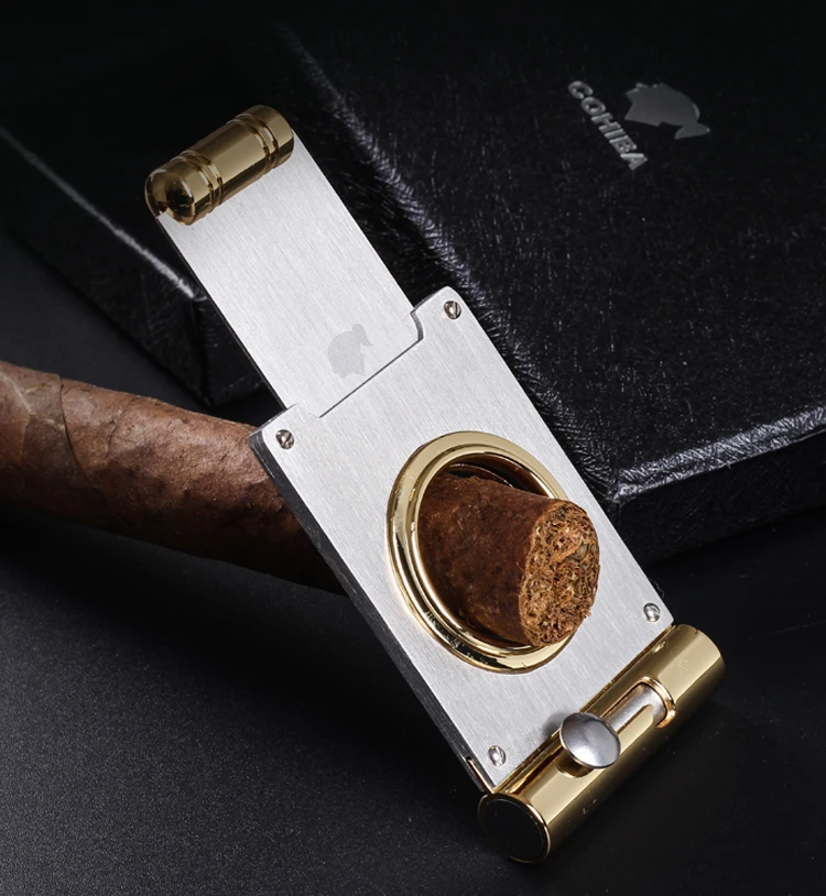 Новинка, 1 шт., Cohiba, 2 в 1, резак для сигар из нержавеющей стали, дротика для сигар, ножницы для сигар, нож для резки металла