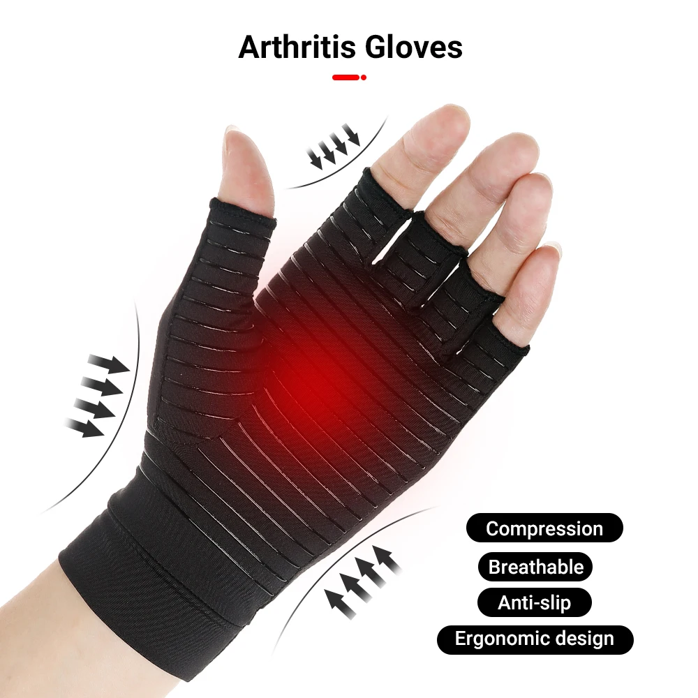 Guantes de compresión para hombres y mujeres, manoplas de mano para  artritis de cobre, alivio del dolor articular, terapia antid Tamaño L Color  Arthritis Gloves