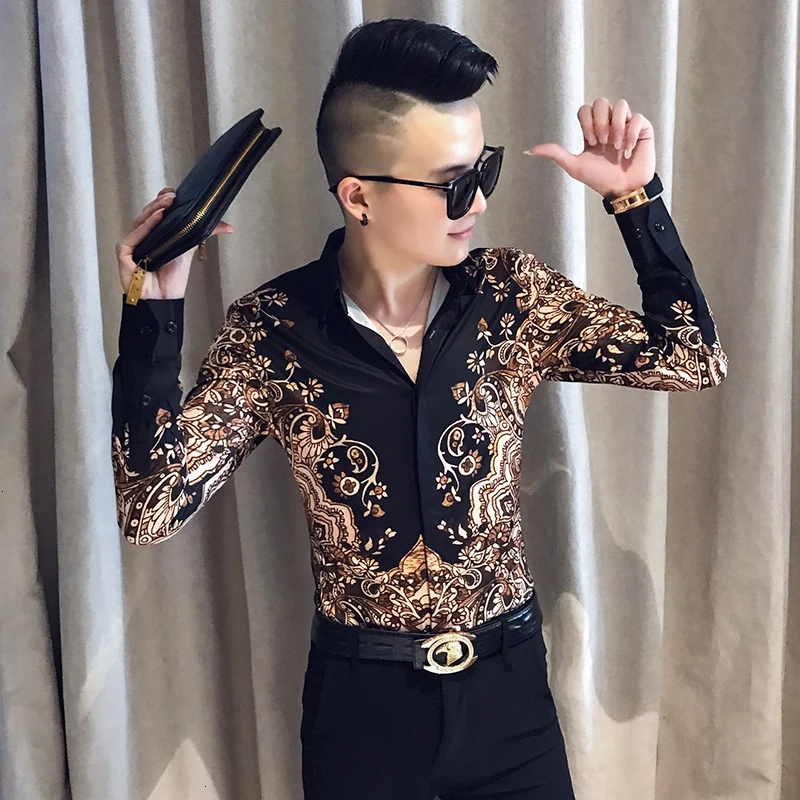 Стильные мужские рубашки с цветочным узором на выпускной, смокинг Camisa Masculina, высококачественные мужские рубашки с длинным рукавом, новинка, повседневная приталенная рубашка, платье