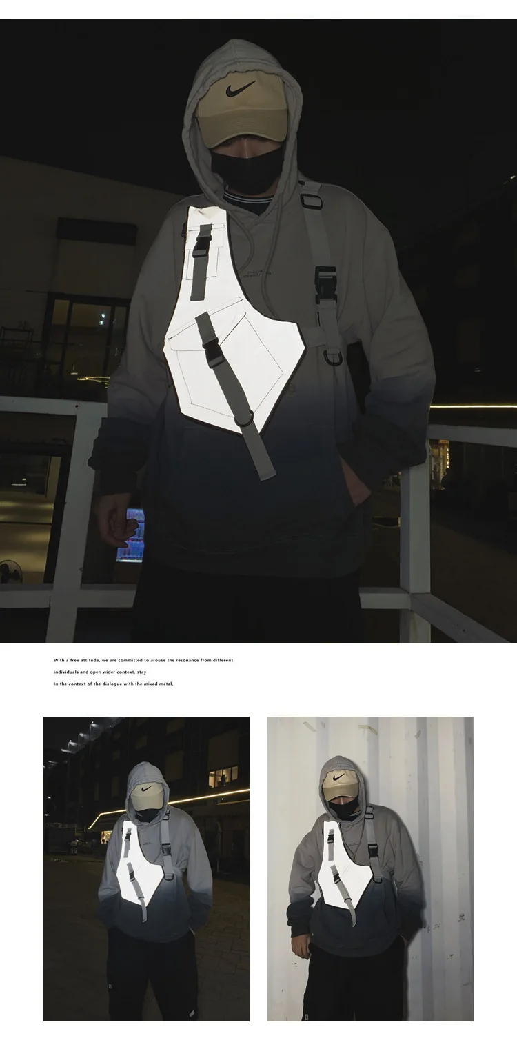 Светоотражающий Жилет многофункциональные Светоотражающие нагрудные сумки для мужчин уличный стиль функция тактическая сумка через плечо нагрудная сумка