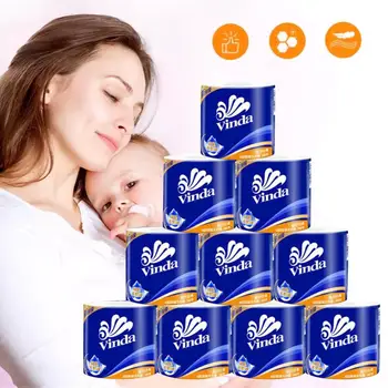 

10 Roll Toilet Paper Towels White Rolls Toilet 4 Layers Replacement Roll Paper Home Bath Toilet Roll Paper Supplies Decor Tissue