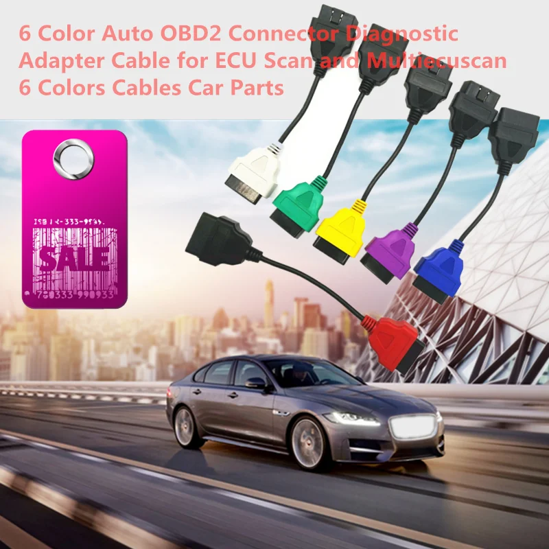

6 Color Auto OBD2 Connector Diagnostic Adapter Cable for ECU Scan and Multiecuscan 6 Colors Cables Car Parts