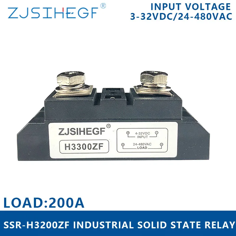 

H3200ZF Solid State Relay DC to AC 200A Voltage Relay 3-32V DC to 24-680V AC SSR 200A for high voltage industrial controller