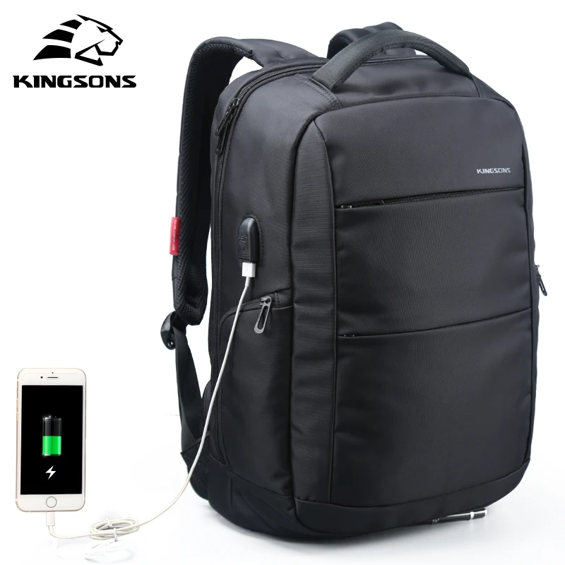 Рюкзак Kingsons с внешней USB зарядкой для мужчин и женщин сумка ноутбука путешествий