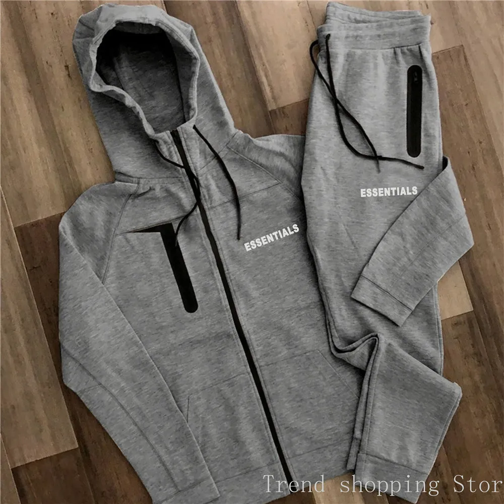 21SS Essentials Hoodie Set Men's Women's Fashion Sweatshirt 2piece Set Essentials Casual Sweatpants Hip Hop Jogging Sports Set mens 2 piece set