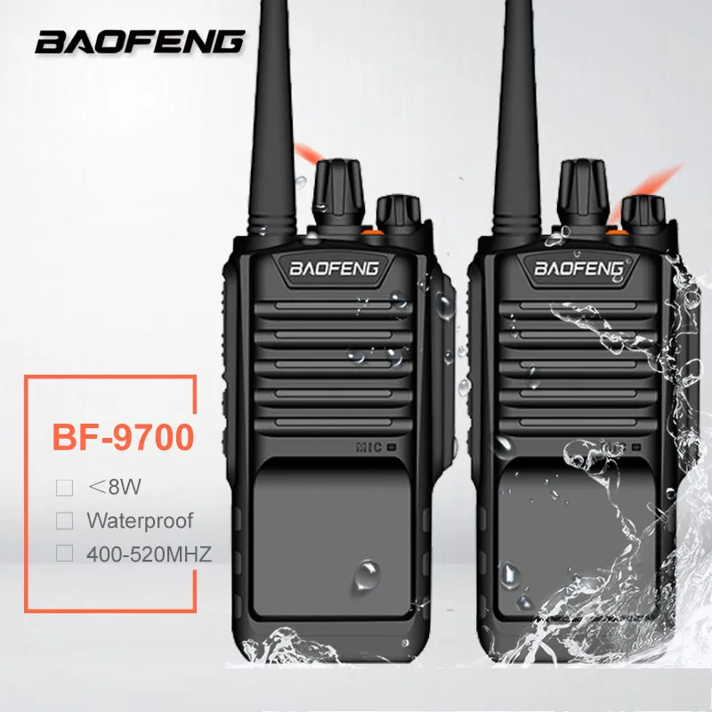 Комплект из 2 предметов 8 Вт BF 9700 UHF иди и болтай Walkie Talkie “иди Водонепроницаемый