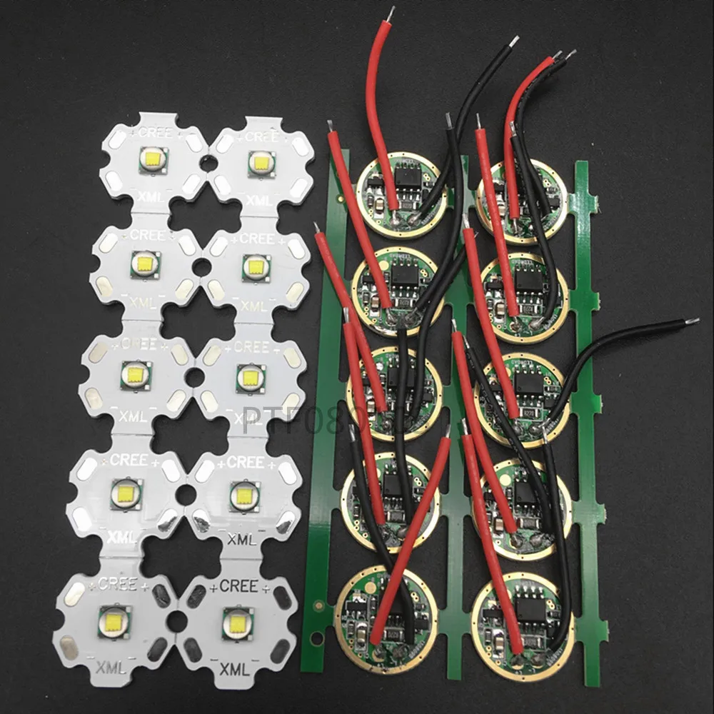10 Вт 20 мм/16 мм холодный белый Cree XM-L T6 XML T6 светодиодный свет+ DC 3,7 в 2.5A T5 T6 транспорматор led-переключателя для DIY фонарик - Испускаемый цвет: white Kit
