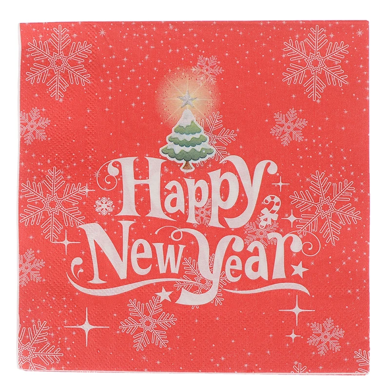 20PCS/set Happy New year Disposable paper napkin decor Party paper Napkin Supplies Decor 33x33cm