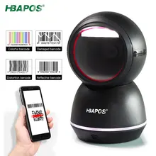 

HBAPOS 1D 2D Barcode Scanner Desktop USB Wired Omnidirectional Hands-Free QR Code Reader Automatic for Computer PC POS System