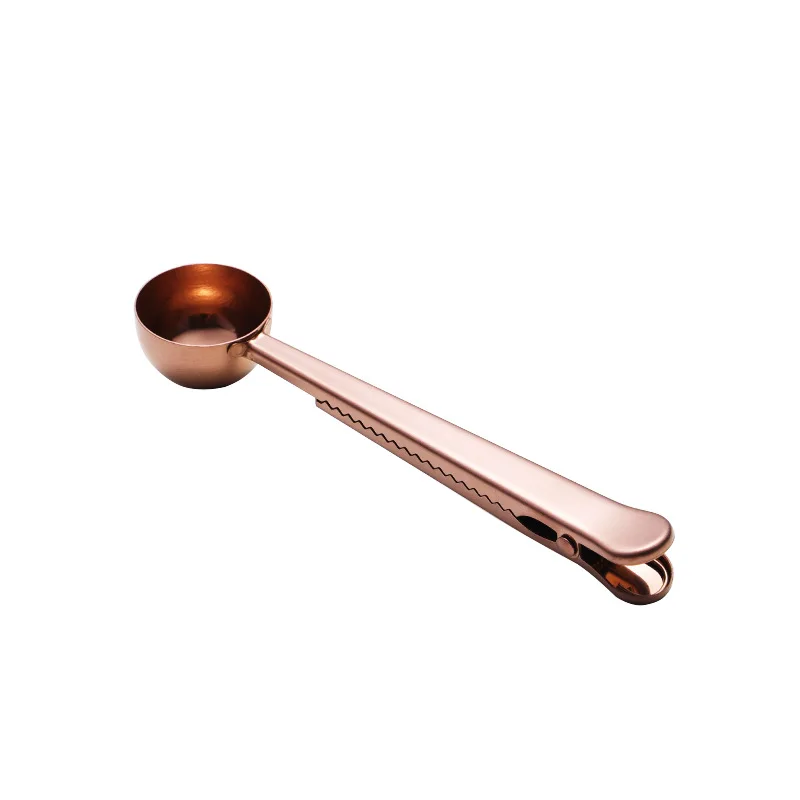 Rose gold Нержавеющая сталь Кофе Совок Клип Многофункциональный молоко порошок мерная ложка с зажимом порошок напиток инструмент - Цвет: Rose gold