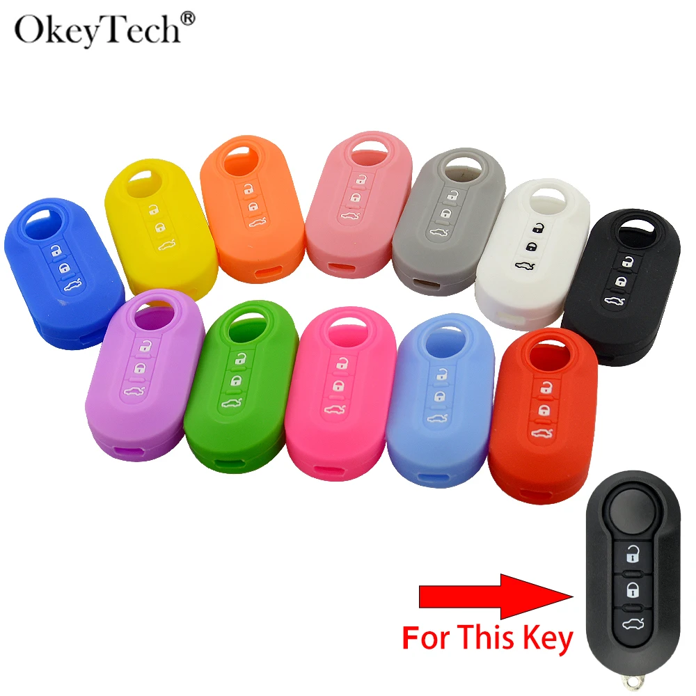 OkeyTech высококачественный 3 кнопки силиконовый чехол для ключей от машины Fiat 500